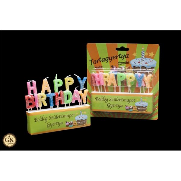 Színes "Happy Birthday" tortagyertya szett